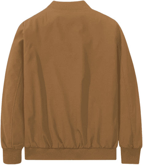 Men’s Classic Camel Bomber Jacket with Ribbed Trim - Image 4