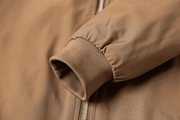 Men’s Classic Camel Bomber Jacket with Ribbed Trim - Image 2